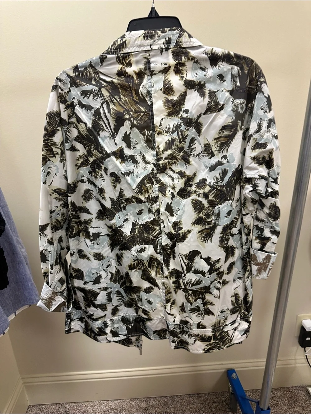 Lafayette 148 New York Feather-Print Utility Jacket in White, Black & Brown